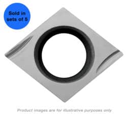 5 PAK CHIP BREAKER DIAMOND 80 DEG 0.156 IC 0.04 THICK W/ A 0.015 RADIUS CARBIDE INSERTS W/ SCREWS